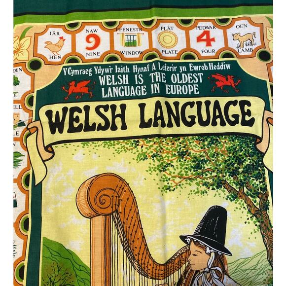Welsh language Cotton decor Banner Tea towel wall hanging Clive Mayor Stow Green - Picture 4 of 8